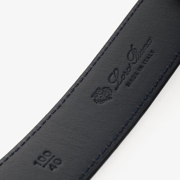 Loro Piana Alsavel Navy Suede Palladium Buckle Belt - Picture 8 of 8